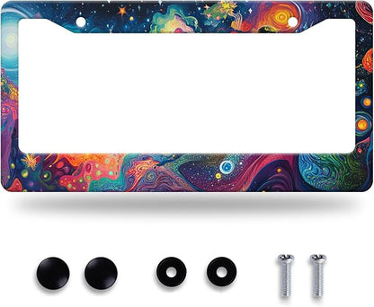 Abstract Galaxy License Plate Frame Starry Sky License Plate Stainless Steel by GORSNKYE