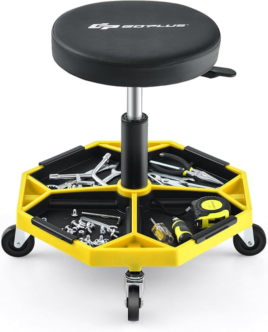 Goplus Mechanic Stool, Rolling Garage Chair by Goplus