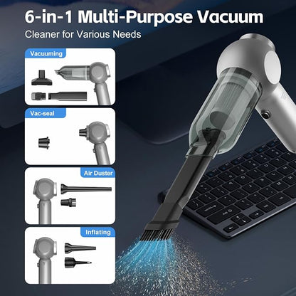 6 in 1 Car Vacuum Portable Cordless, 20000PA Mini Vacuum Cleaner High Power - Image 3