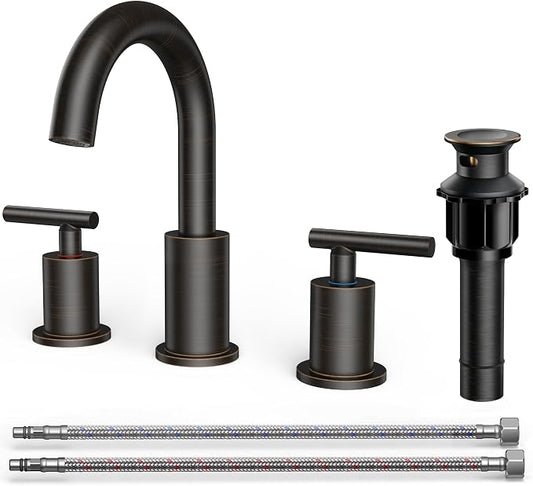 FORIOUS Oil Rubbed Bronze Bathroom Faucet 3 Hole, 8 Inch Widespread Bathroom by FORIOUS