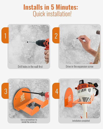Weedeater Rack & Garden Tool Hanger - 180LB Heavy-Duty Alloy Steel Wall Mount - Image 6