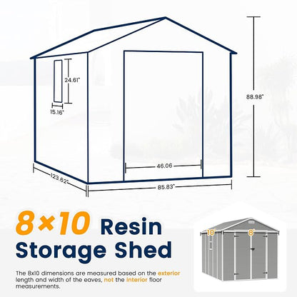 UDPATIO Storage Shed 8 x 10 FT, Resin Outdoor Garden Sheds - Image 2