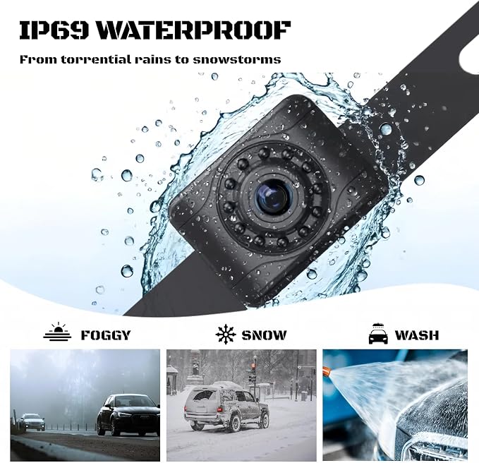 X1 Backup Camera for Car License Plate Reverse Cam, IP69 Waterproof Rearview - Image 3