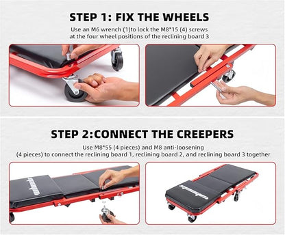 Mechanic Creeper 36 inches 3-in-1 Mode Z Seat 340lbs Capacity, Foldable Garage - Image 5