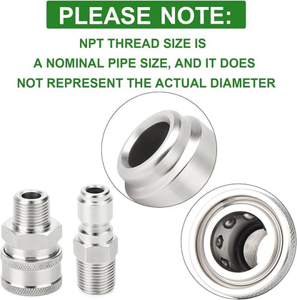 TAISHER 4PCS 304 Stainless Steel Pressure Washer Adapter Kit, Quick Connect - Image 3