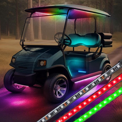 Roykaw Golf Cart Underglow LED Strip Lights Accent Neon Lighting Kit w/Canopy - Image 9