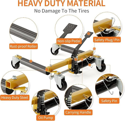 3000LBS Car Wheel Dolly Jack Set of 2, Hydraulic Tire Jack - Image 4