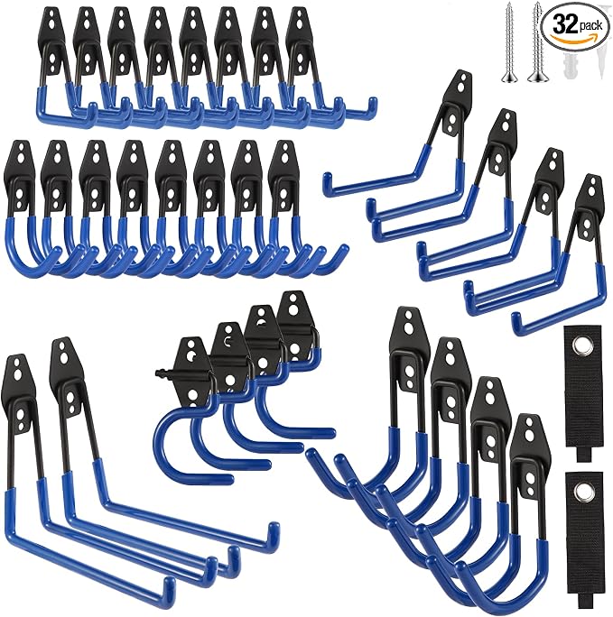Garage Hook Heavy Duty Wall Storage Hangers, 32 Pack Garage Storage Hooks Steel by Unknown