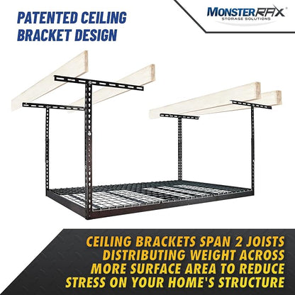 MonsterRax Overhead Garage Storage Racks 4x6, Ceiling Mounted Shelving - Image 2