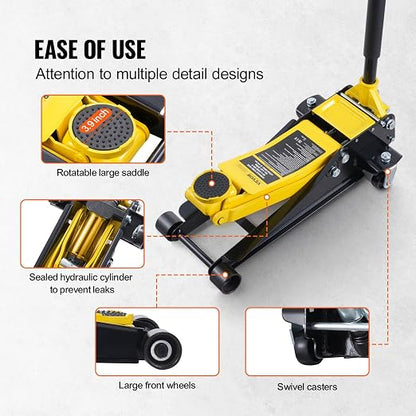 VEVOR Low Profile Floor Jack 2 Ton, Heavy Duty Iron Hydraulic Racing Floor Jack - Image 6