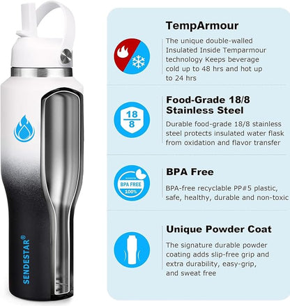 SENDESTAR SENDESTAR 40oz Stainless Steel Water Bottle, Double Wall Vacuum - Image 4