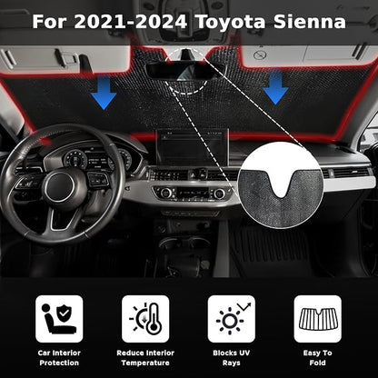 Windshield Sun Shade for 2021-2024 Toyota Sienna L LE SE XLE Limited Van Minivan - Image 2