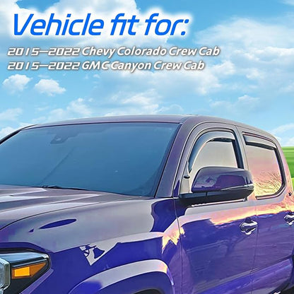 in Channel Rain Guards for 2015-2022 Chevy Colorado/GMC Canyon Crew Cab - Image 3