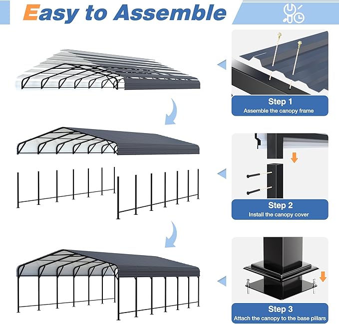 20x30 FT Metal Carport Canopy Heavy Duty - Image 3
