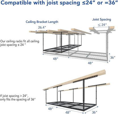FLEXIMOUNTS 3x8 Overhead Garage Storage Rack, Adjustable Storage Organization - Image 3