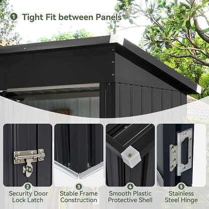 Aoxun 5x3FT Outdoor Shed Metal Storage Shed - Image 5