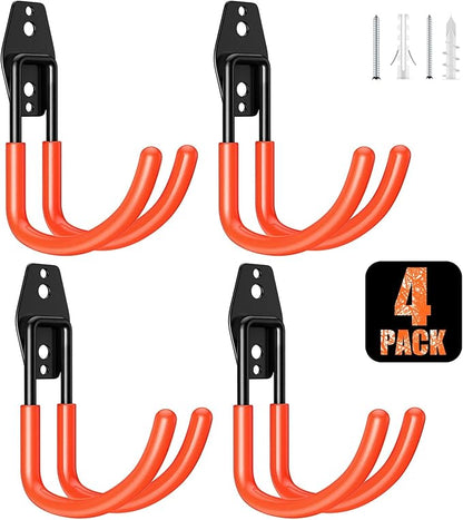 4 Pack 5.5x4.1 inch J Heavy Duty Garage Hooks, Solid Steel Wall Mount Hangers by MIKRUI