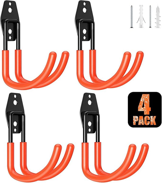 4 Pack 5.5x4.1 inch J Heavy Duty Garage Hooks, Solid Steel Wall Mount Hangers by MIKRUI