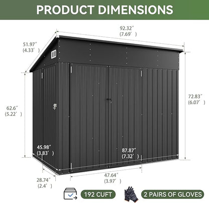 Aoxun 7' x 4' Shed 140 CU.FT Outdoor Waterproof Storage Shed - Image 3