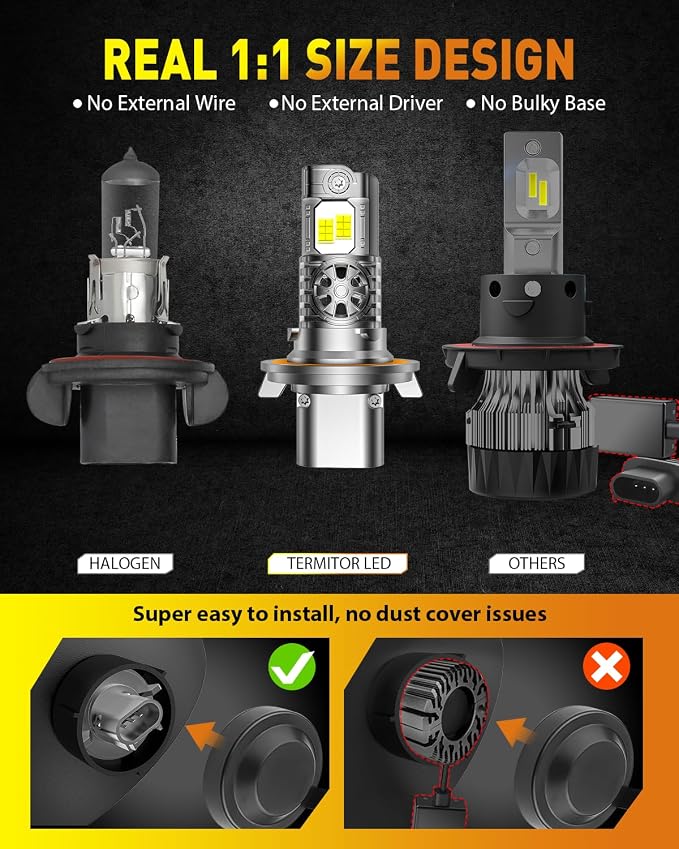 Latest H13/9008 Light Bulbs Hi/Low Beam, 60000LM 1000% Super Brighter, 70000+ - Image 5