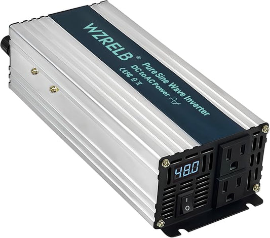 WZRELB 1200W Pure Sine Wave Inverter 48V DC to 110V 120V AC Power Converter by WZRELB