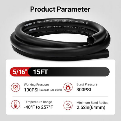 EVIL ENERGY 5/16" Heater Hose Coolant Radiator Straight 100PSI SAE 20R3 15FT - Image 4