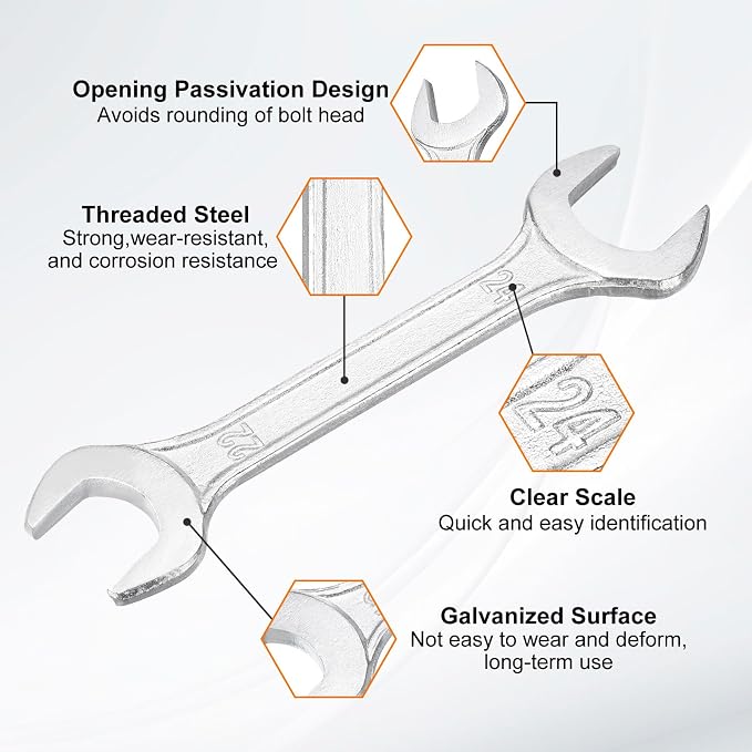 HARFINGTON 5pcs Double Open End Wrench 22mm x 24mm Metric 15 Degree Offset - Image 4