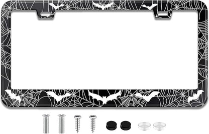 License Plate Frame for Bats and Spider Webs Stainless Steel License Plate by TXWWXT