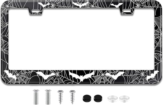 License Plate Frame for Bats and Spider Webs Stainless Steel License Plate by TXWWXT