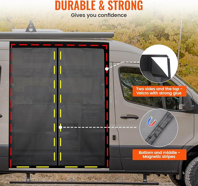 71''H x 59''W Van Bug Screen Side Door Sliding Door Window Covers - Image 4