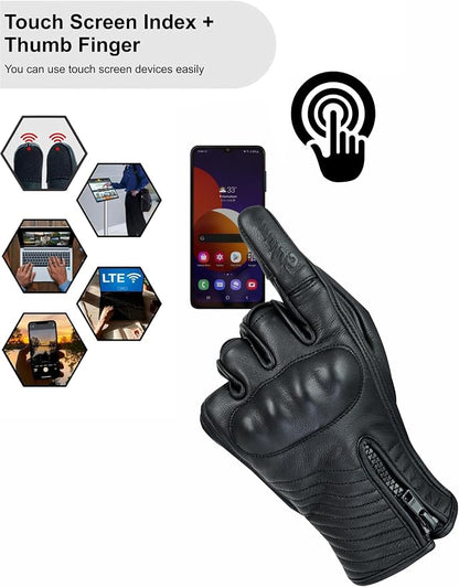 Full Finger Leather Motorcycle Gloves - Image 6