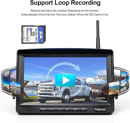 Fookoo 1080P 7" Wireless Backup Camera System, IP69 Waterproof Rear View Front - Image 3