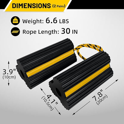 ROBLOCK 2 Pairs Wheel Chocks Heavy-Duty Rubber Wheel Block Non-Slip Base - Image 2