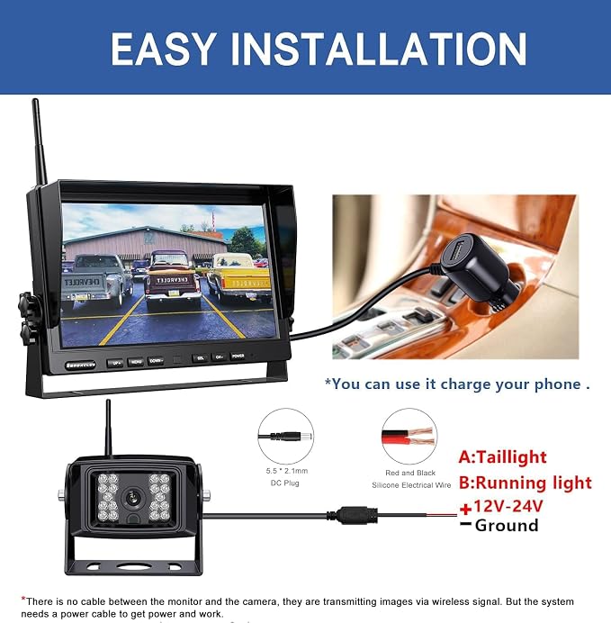 10'' 1080P Wireless Backup Camera System, 10 Inch DVR Dual/Quad Monitor - Image 6