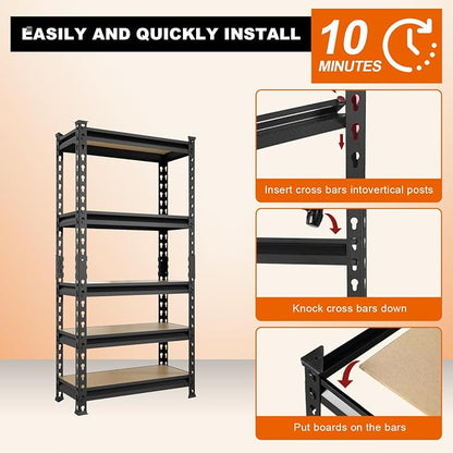 BIG RED Storage Shelving Unit, 5-Tier Adjustable, Heavy Duty Metal Garage - Image 4