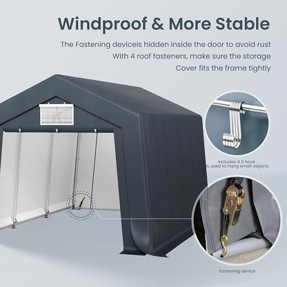PHI VILLA 10'X15'*8.7' Outdoor Portable Storage Shelter Shed Garage - Image 8