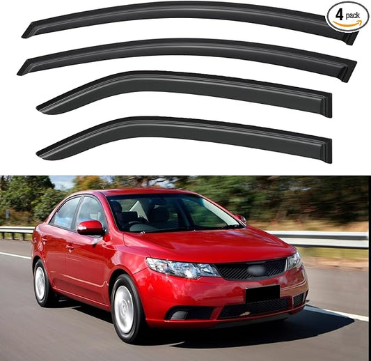 Window Visors Rain Guards for 2009 2010 2011 2012 2013 Kia Forte, Out-Channel by YQAUTEC