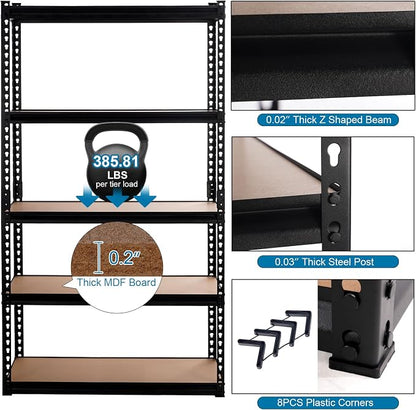 Garage Storage Shelves 35.43" W x 15.75" D x 72" H, 5 Tier Storage Rack - Image 3