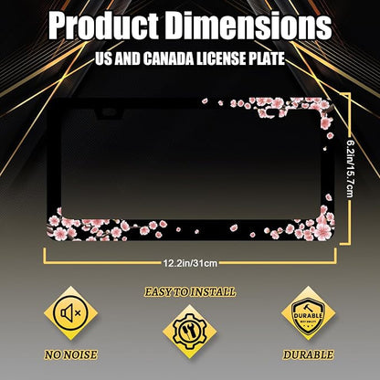 Beautiful Cherry Blossom License Plate Frame Pink Floral License Plate Holder - Image 2