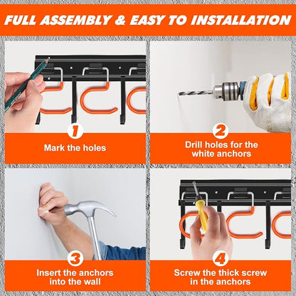51'' All Metal Garden Tool Organizer Adjustable Garage Tool Organizer Wall - Image 5