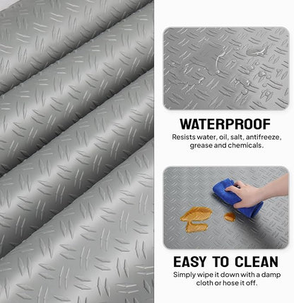 TUFFIOM 7.5 x 20 FT Garage Floor Mat, Thickened Diamond Plate PVC Garage Mats - Image 3