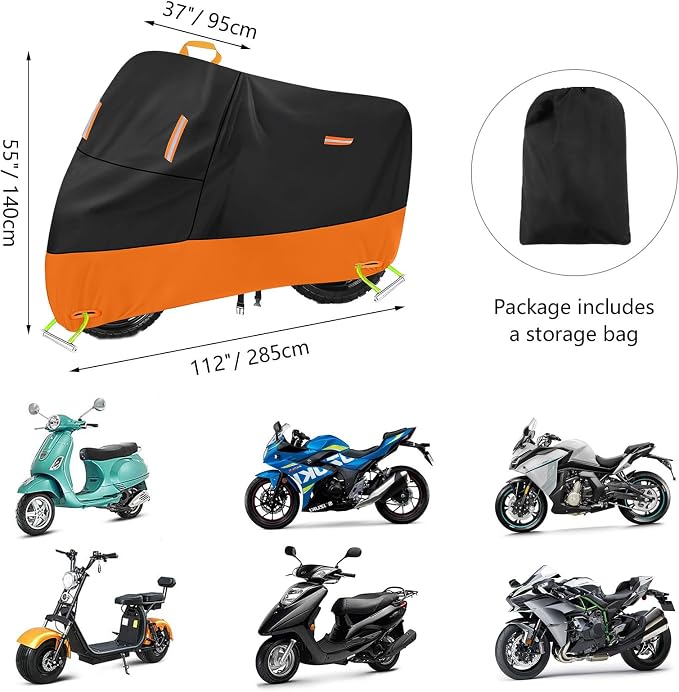 Motorcycle Cover 300D Oxford Motorcycle Covers Waterproof Outdoor Storage Fit - Image 2