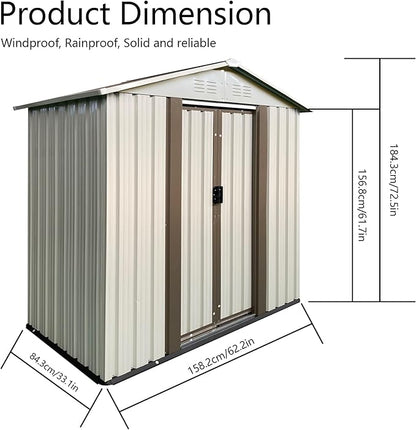 5x3 FT Outdoor Storage Shed, Metal Garden Shed - Image 4