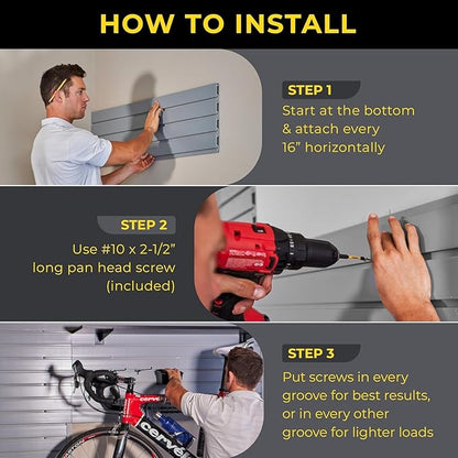 Slatwall Panel Garage Wall Organizer: Heavy Duty Wall Mounted PVC Wall Rack - Image 3