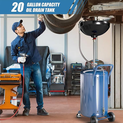 20-Gallon Waste Oil Drain Tank, Portable Air Operated Oil Drains - Image 4