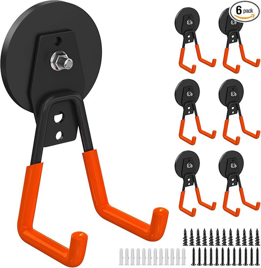 6Pcs Heavy Duty Storage Magnetic Utility Hooks Large Garage Strong Extra Magnet by Laowu