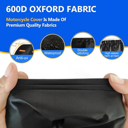 Motorcycle Cover, 600D Heavy Duty Waterproof Motorbike Cover, Dustproof - Image 2