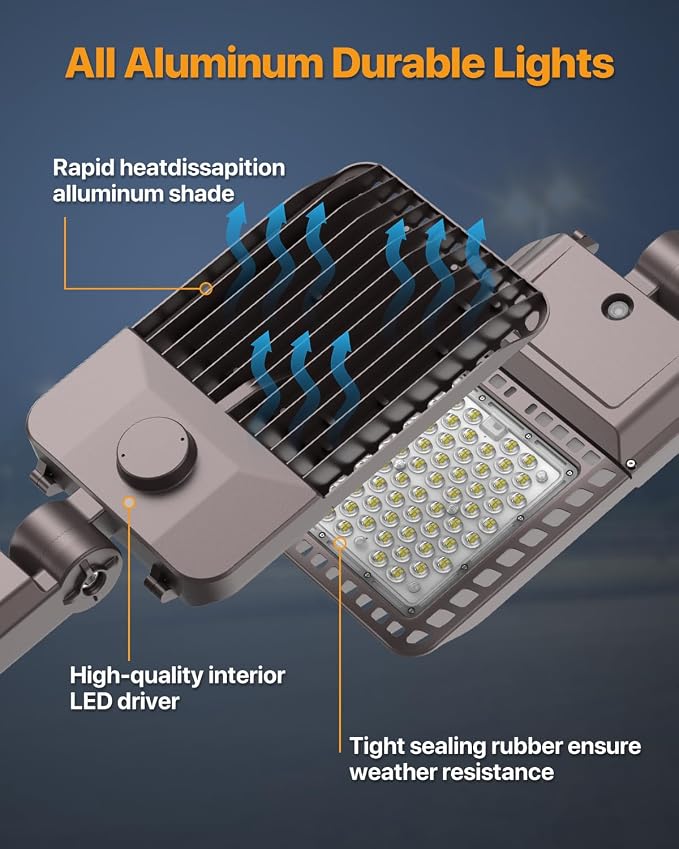 Parking Lot Light 200W 30, 000LM Slip Fitter 200 Watt Led Street Pole Light - Image 3