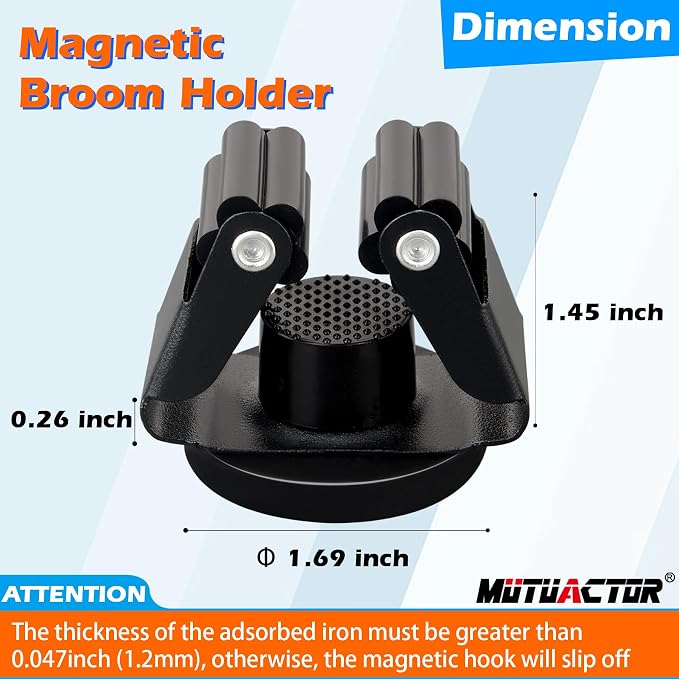 MUTUACTOR Magnetic Broom Holders, 12lbs Heavy Duty Magnetic Tool Holder - Image 5