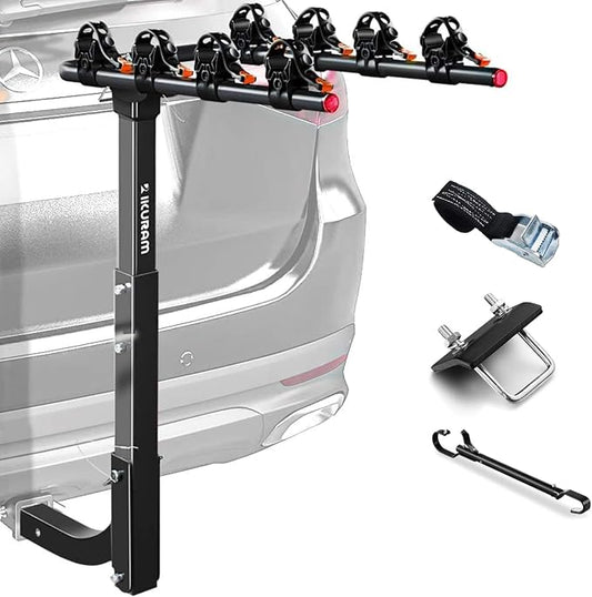 4 Bike Rack Bicycle Carrier Racks Hitch Mount Double Foldable Rack by IKURAMR